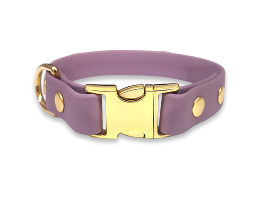 Mauve Biothane dog collar for small breeds – waterproof, soft in colour, and easy to clean
