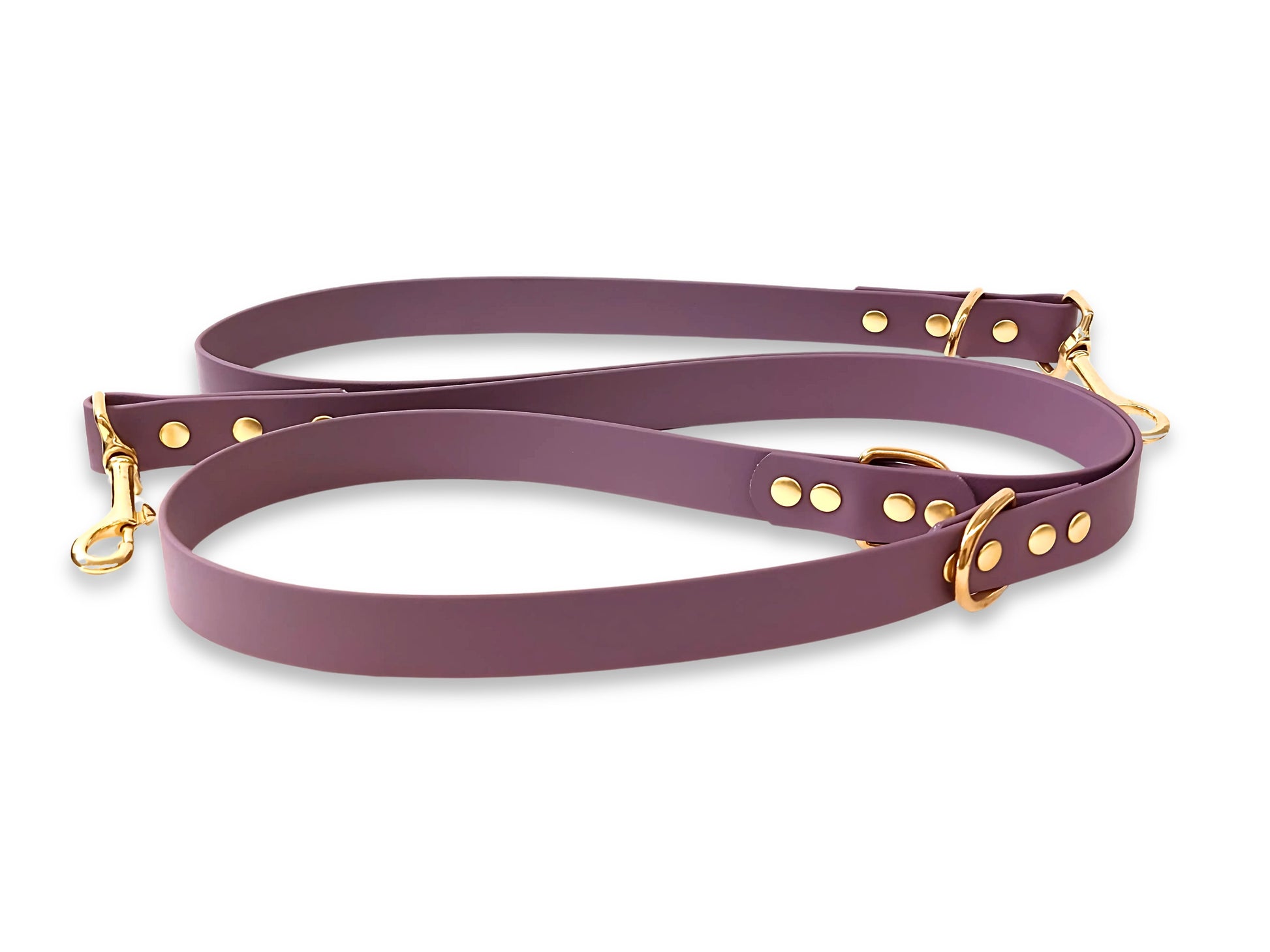 Mauve Waterproof Biothane Dog Training Lead – Adjustable Dual Clip Leash