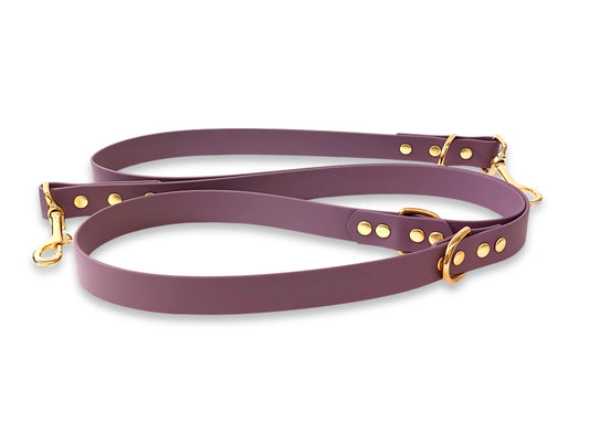 Mauve Waterproof Biothane Dog Training Lead – Adjustable Dual Clip Leash