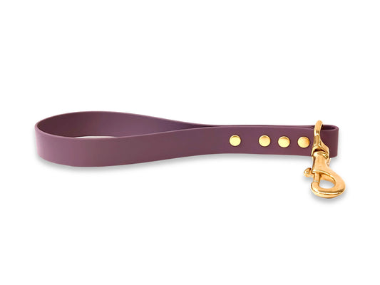 Mauve waterproof Biothane dog traffic handle, handmade in the UK for control and style