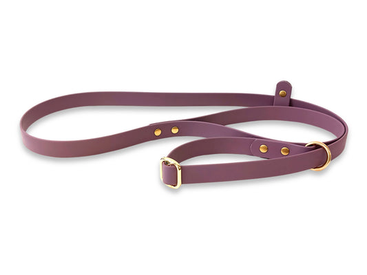 Mauve waterproof Biothane dog slip lead, gentle and soft in hand for calm walks