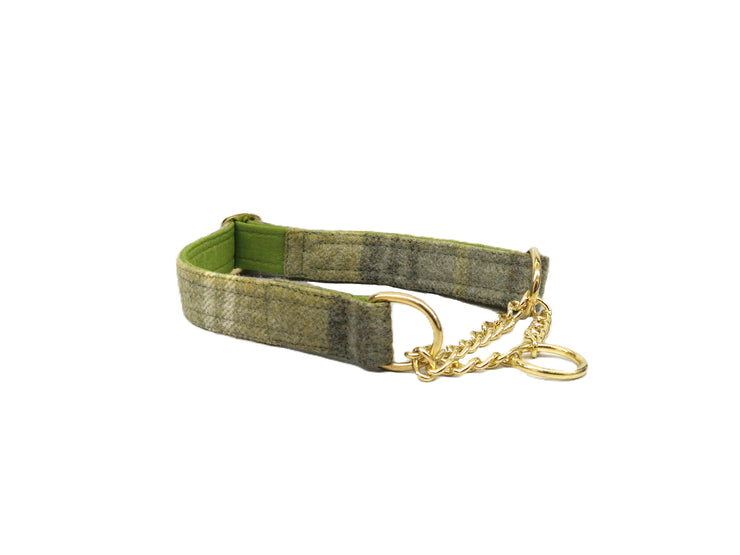 Abraham Moon Mr Straws House Sage Martingale / Half Choke Luxury Dog Collar