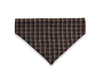 MultiCheck Blue, Orange & Grey Luxury Harris Tweed Dog Bandana