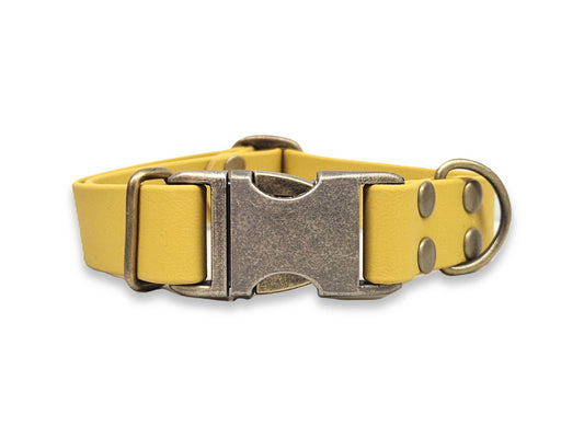 Mustard Waterproof Biothane Metal Clasp Dog Collar Handmade in Yorkshire