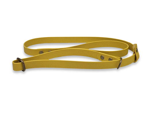 mustard biothane dog slip lead on white background