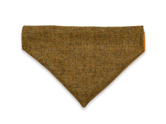 Mustard twill Harris Tweed dog bandana for weddings