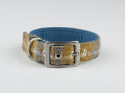 Mustard & Blue Check-Buckle Fastening Luxury Harris Tweed Dog Collar/collared creatures