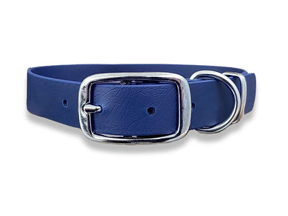 Adjustable Biothane dog collar in Navy Blue – waterproof and easy to clean – by Collared Creatures