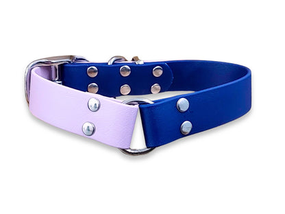Adjustable Biothane dog collar in Navy & Pastel Pink Multicolour – waterproof and easy to clean – back view- by Collared Creatures