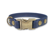 Navy waterproof Biothane dog collar for small breeds – strong, stylish, and easy to clean