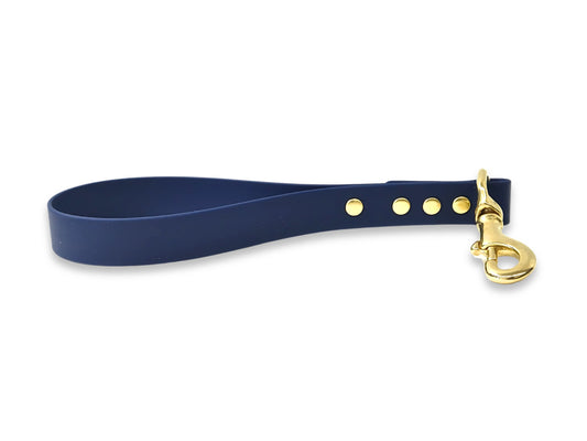 Navy waterproof Biothane traffic handle for dogs, handmade in the UK for strong control