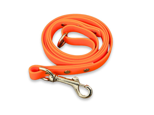 Neon Orange Waterproof Biothane Dog Lead – 1.2m High-Visibility Clip Leash