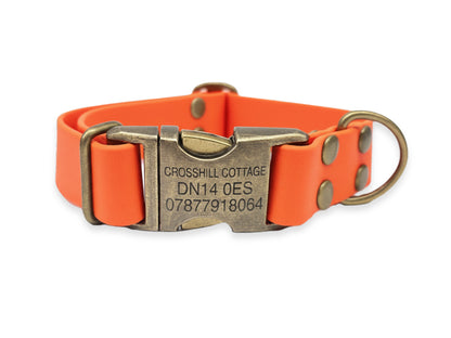 Neon Orange Waterproof Biothane Metal Clasp Dog Collar