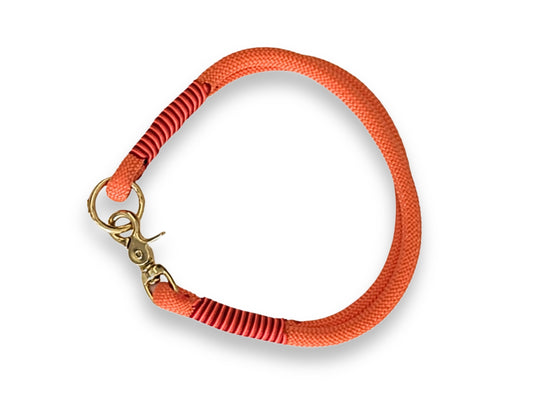 Neon orange handmade rope dog collar
