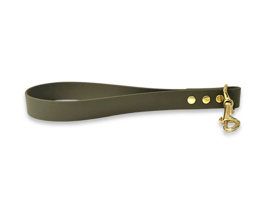 Olive waterproof Biothane dog traffic handle, short lead for control, UK handmade