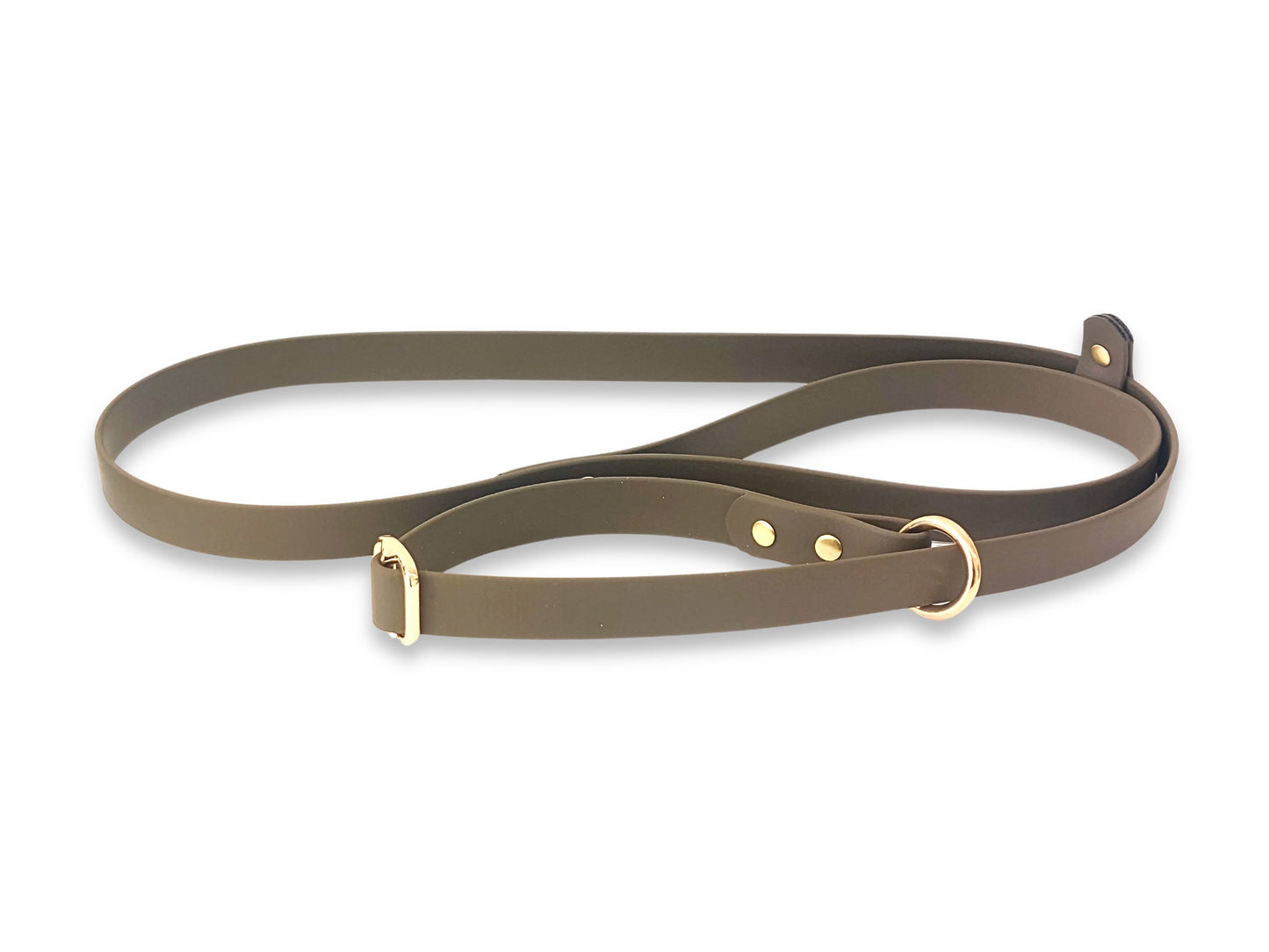 Olive waterproof Biothane dog slip lead, mud-proof and perfect for countryside walks