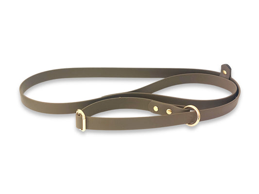 Olive waterproof Biothane dog slip lead, mud-proof and perfect for countryside walks