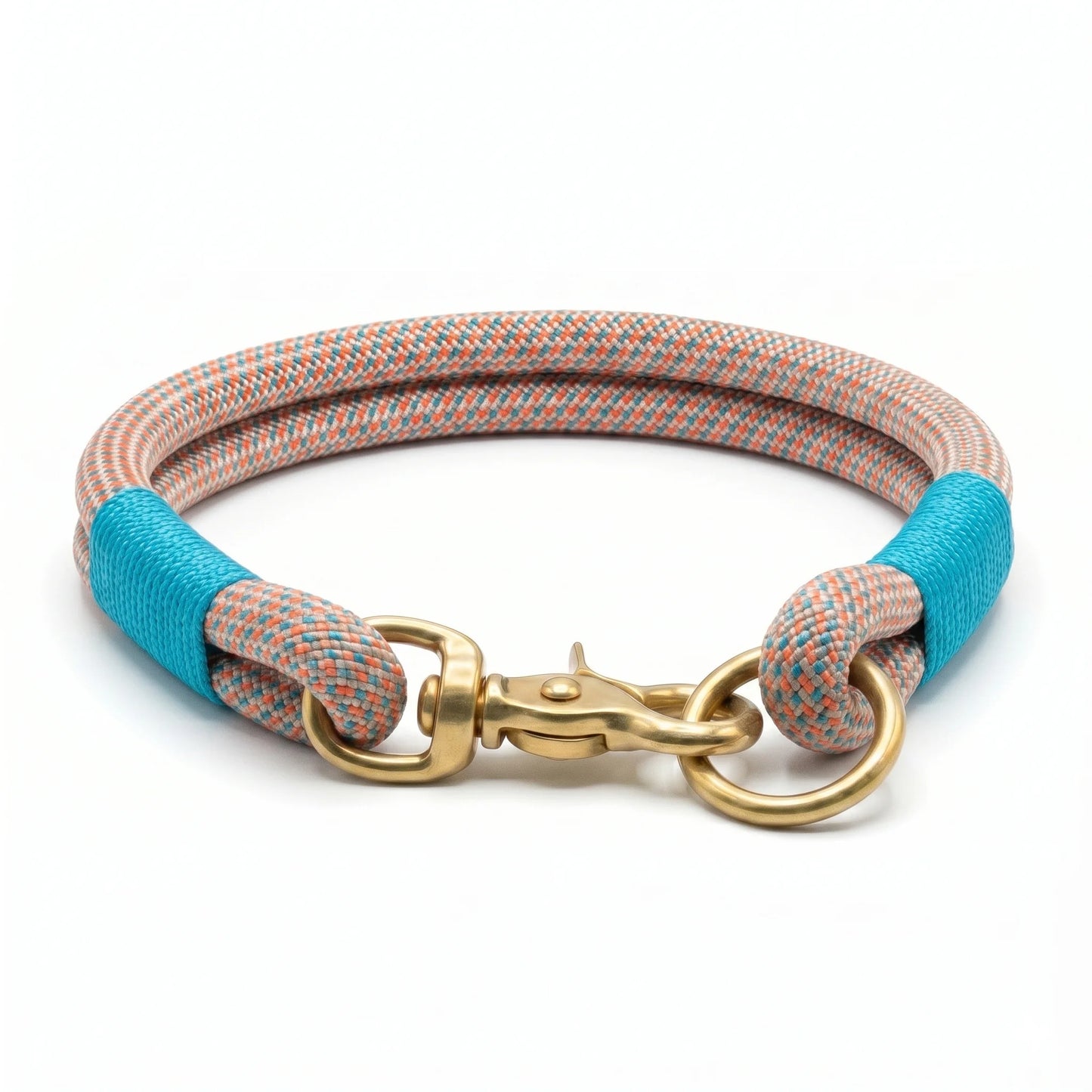 Orange & Blue Handmade Rope Dog Collar with Whipping