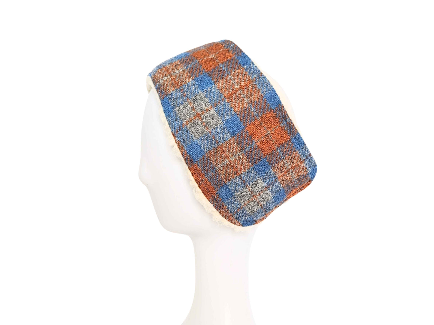 Orange and blue check Harris Tweed ladies headband