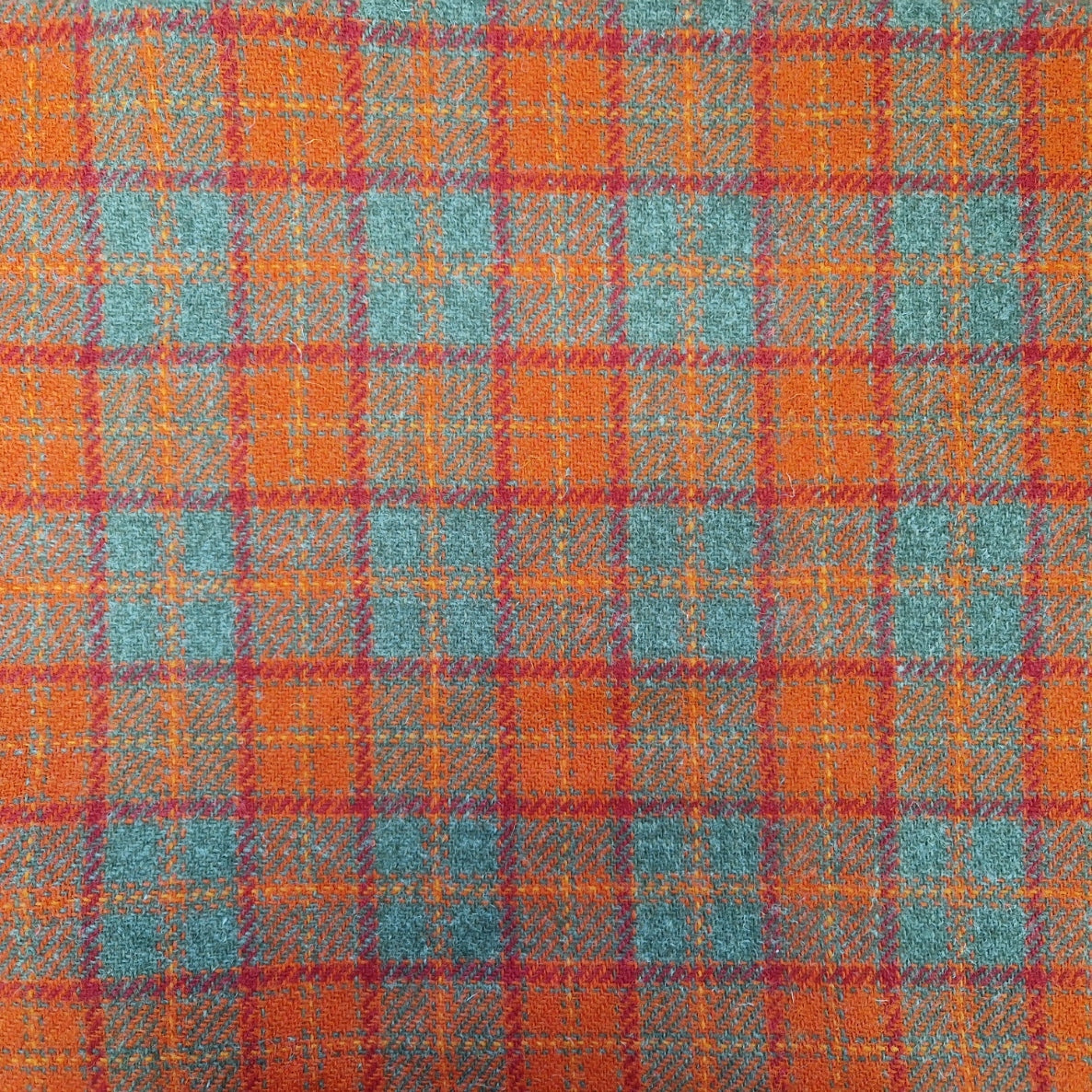 Orange & Olive Check Harris Tweed Luxury Dog Collar