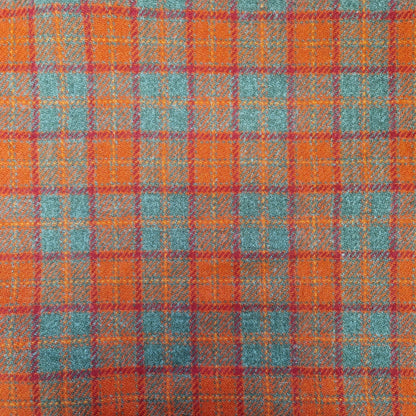 Orange & Olive Check Harris Tweed Luxury Dog Collar