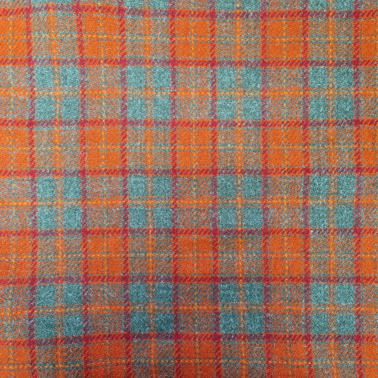 Orange And Olive Check Harris Tweed Luxury Dog Collar