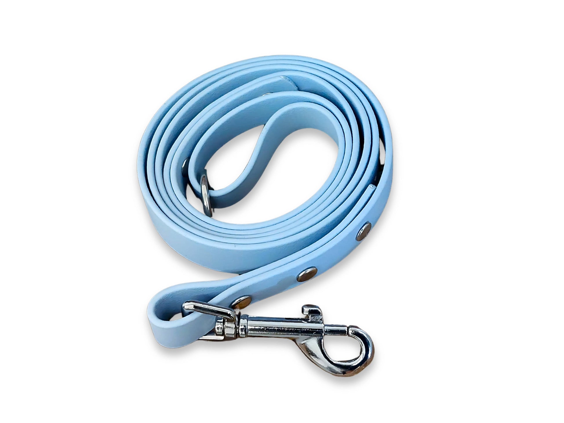 Pastel Blue Waterproof Biothane Dog Lead – 1.2m Clip Leash with Light Tone