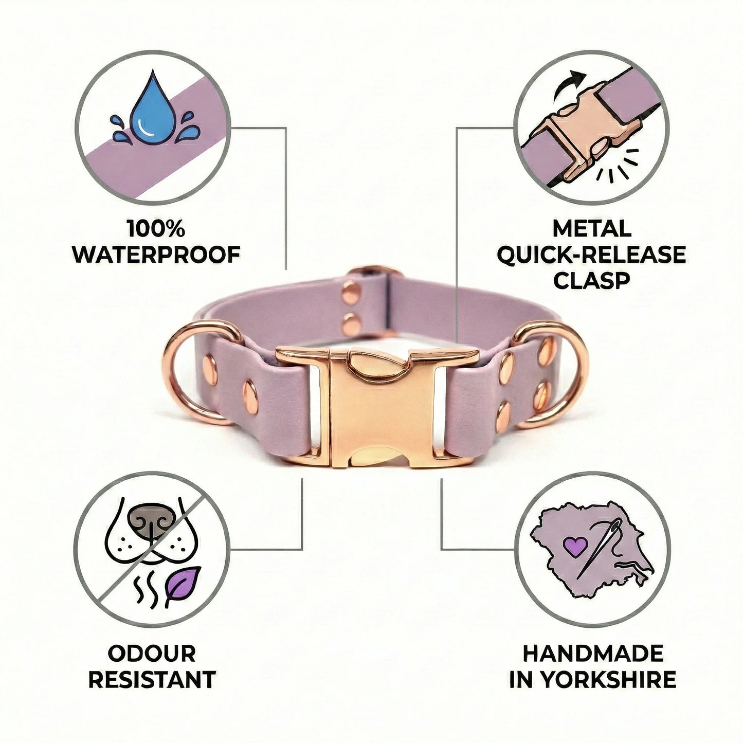Pastel Pink Waterproof Biothane Metal Clasp Dog Collar