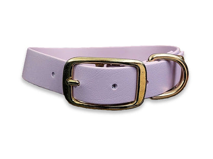 Waterproof and durable Pastel Pink Biothane dog collar with sturdy buckle fastening – by Collared Creatures