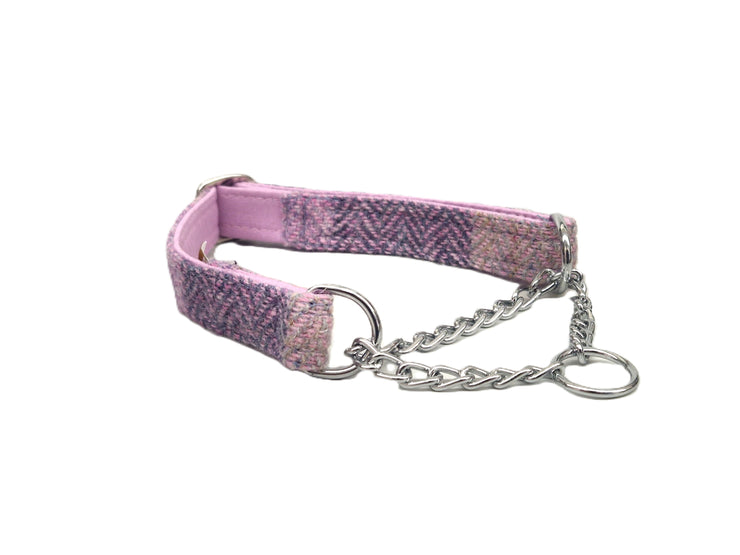 Pretty Pink Block Herringbone - Martingale / Half Choke Luxury Dog Collar