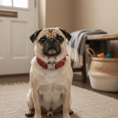 Deep Fuchsia Check Luxury Harris Tweed Dog Collar
