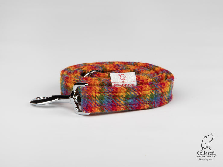 Rainbow Small Check Luxury Amor Tweed Dog Collar