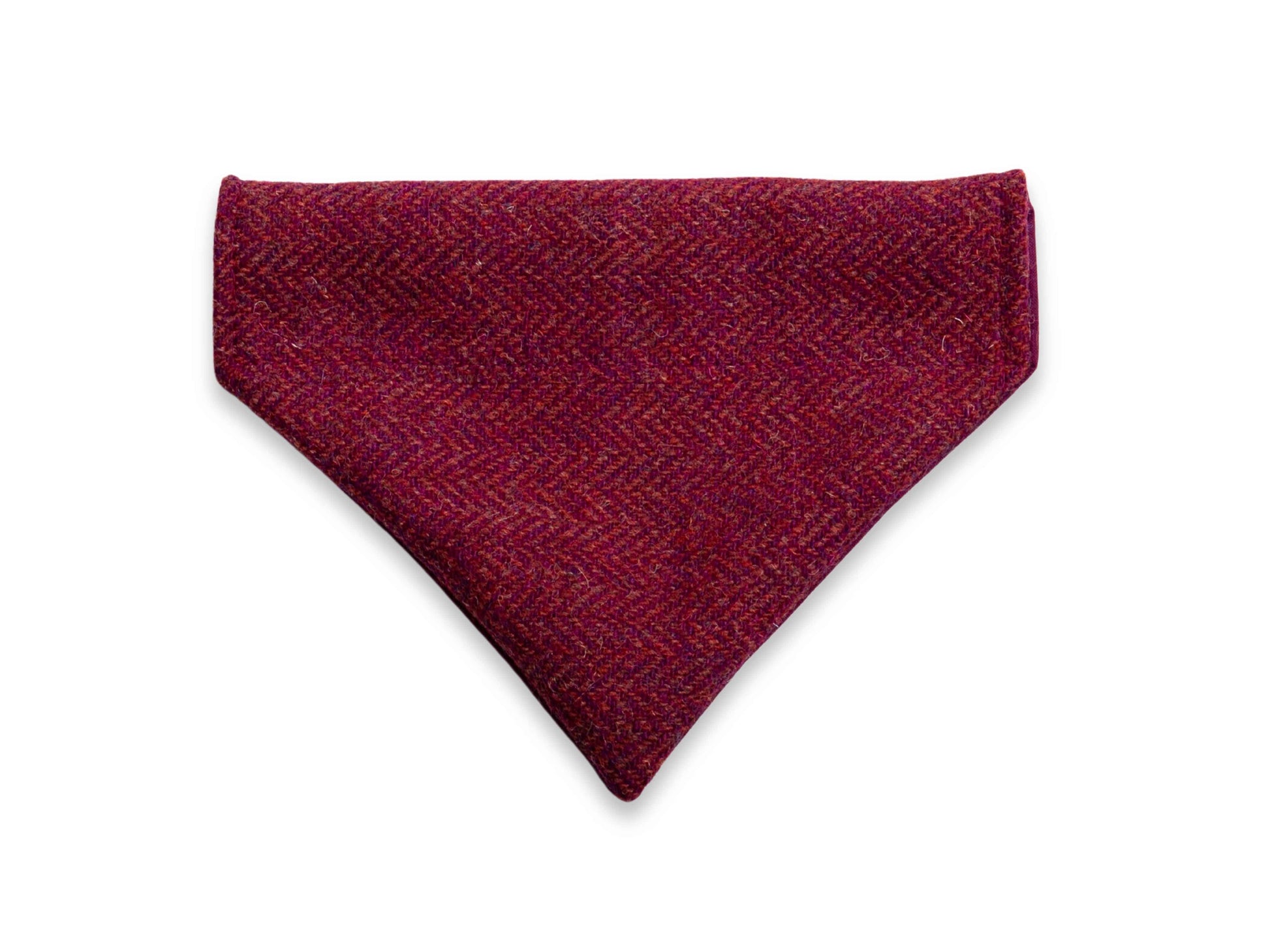 Raspberry and coral herringbone Harris Tweed dog bandana