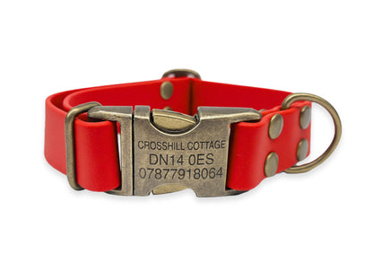 Red Waterproof Biothane Metal Clasp Dog Collar