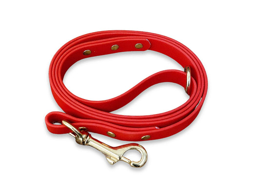 Red Waterproof Biothane Dog Lead – 1.2m Clip Leash for Active Dogs