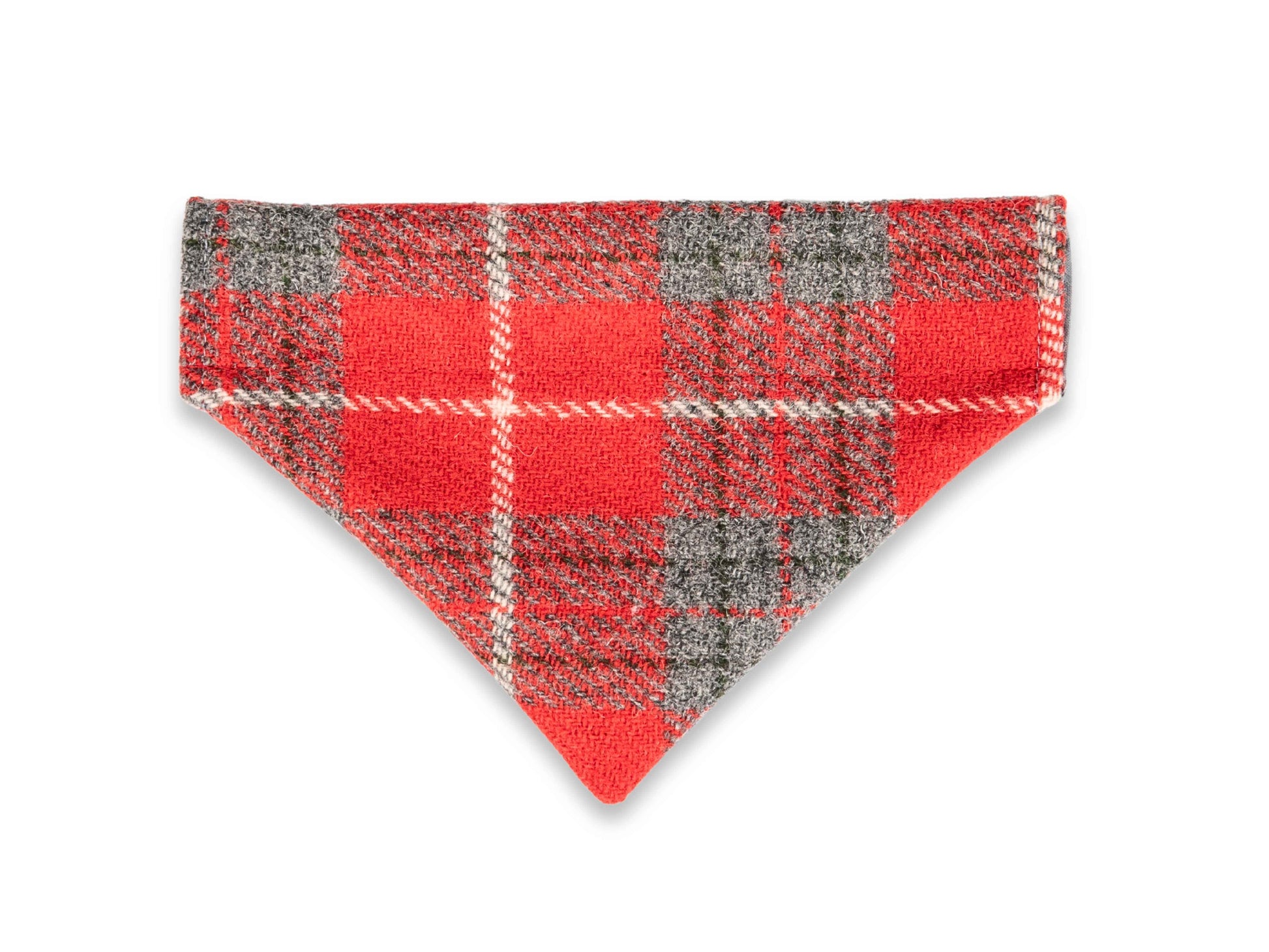 Red and grey check Harris Tweed dog bandana