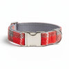 Rot & Grau Check Harris Tweed Luxury Hundehalsband