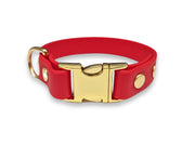 Red Biothane dog collar for small dogs – waterproof, durable, and easy to wipe clean