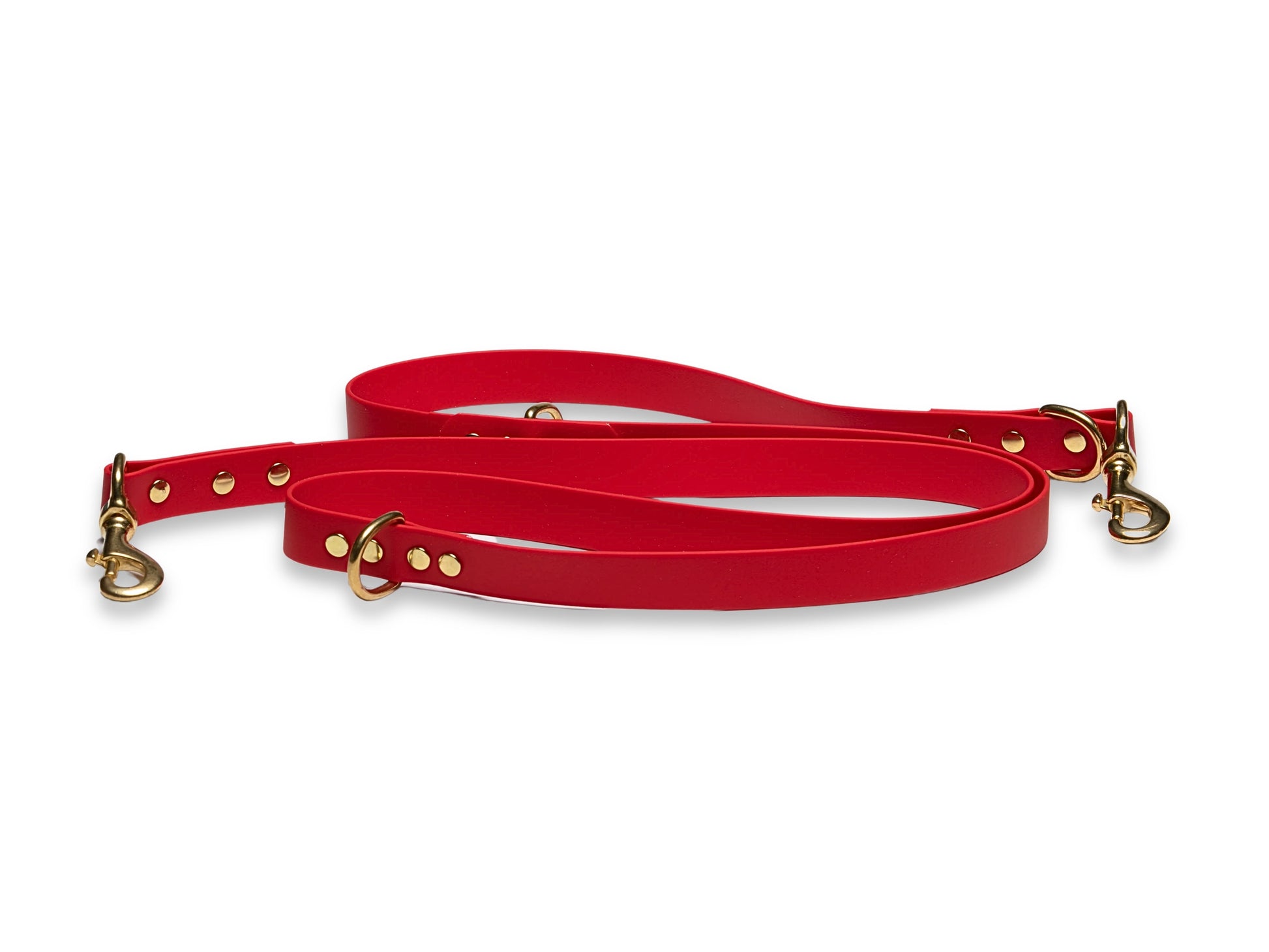 Red Waterproof Biothane Dog Training Lead – 1.9m Adjustable Dual Clip Leash