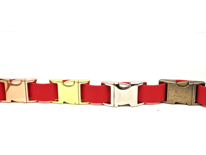 Red Waterproof Biothane Metal Clasp Dog Collar