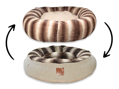 image showing reversable outer cover of dog donut bed on white background