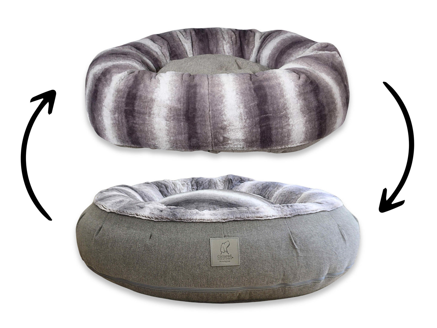 Grey Luxury Deluxe Donut Dog Bed