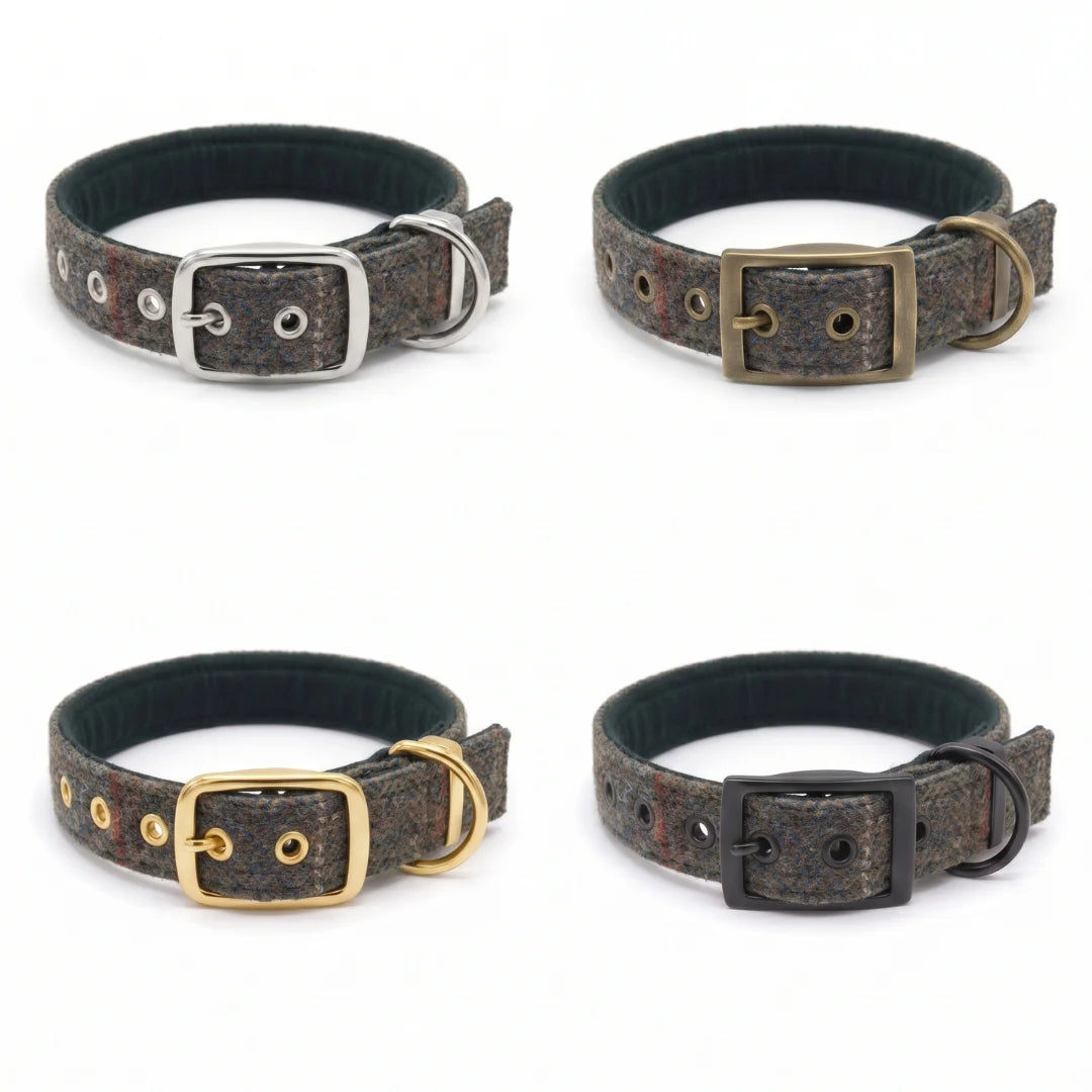 Rosa Myrtle – Luxuriöses Abraham Moon Tweed-Hundehalsband mit Schnallenverschluss