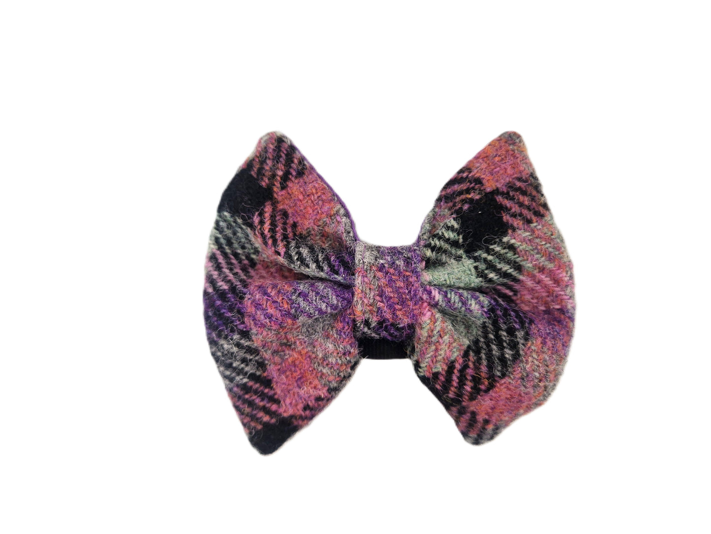 Rose & Amethyst Check Luxury Harris Tweed Dog Collar