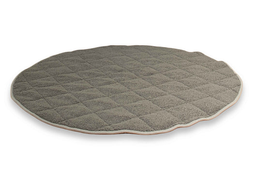 grey round teddy fur dog blanket