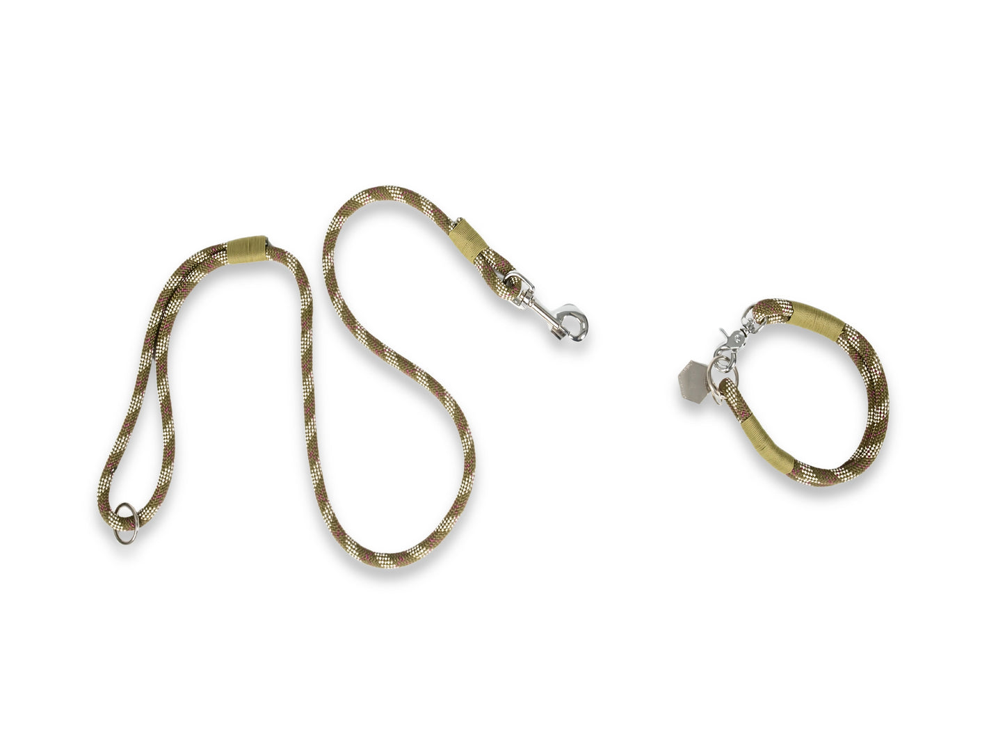 Scottish tweed rope dog collar with matching clip lead