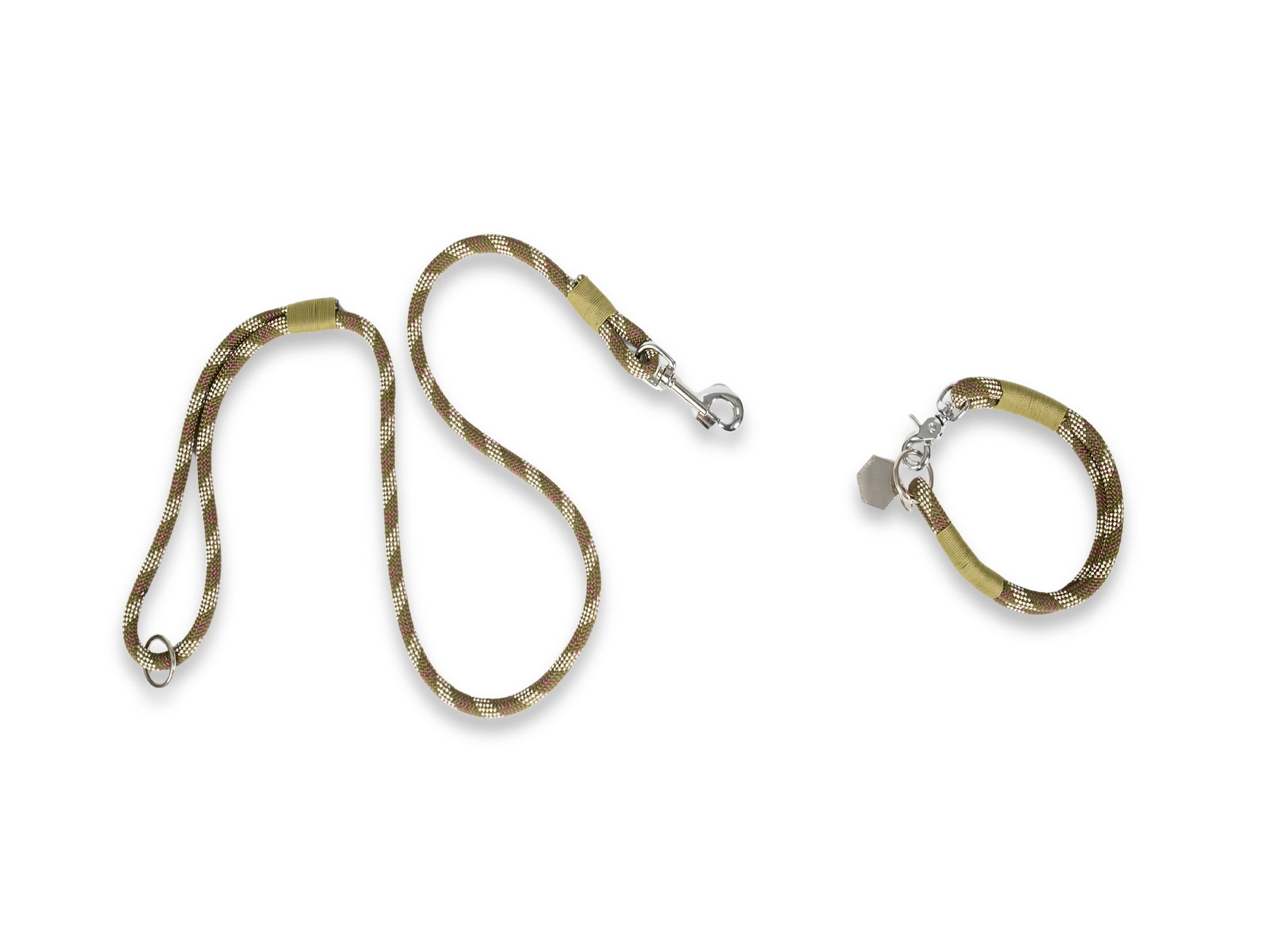 Scottish tweed rope dog collar with matching clip lead