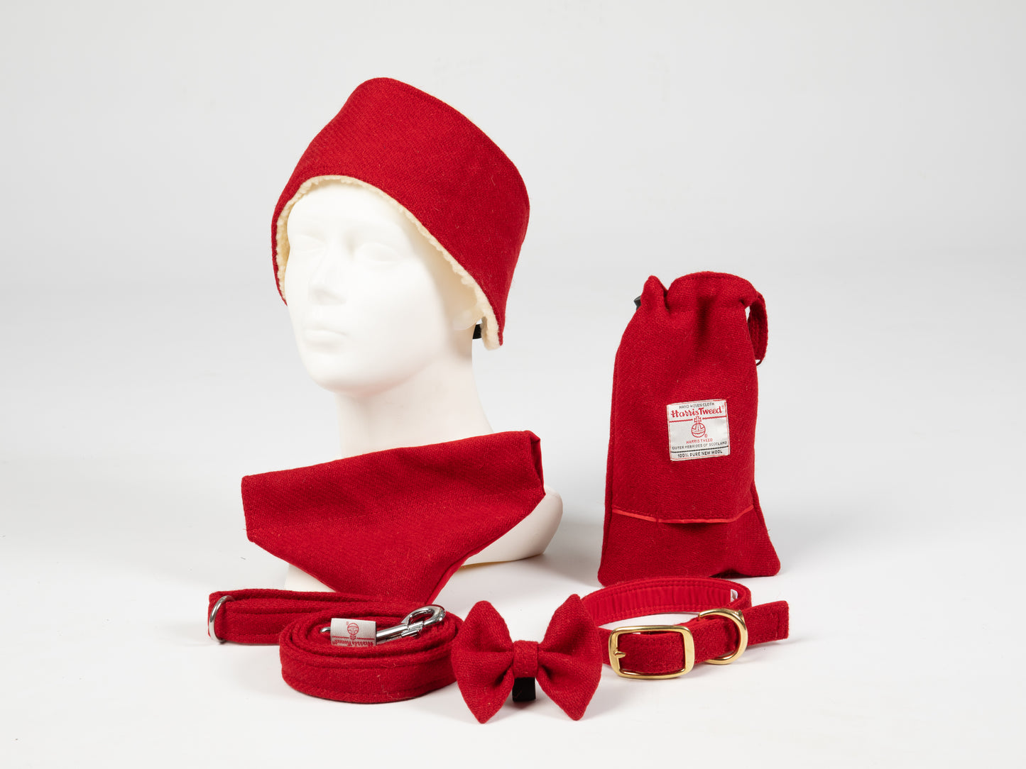 Simply Red - Buckle Fastening Luxury Harris Tweed Dog Collar