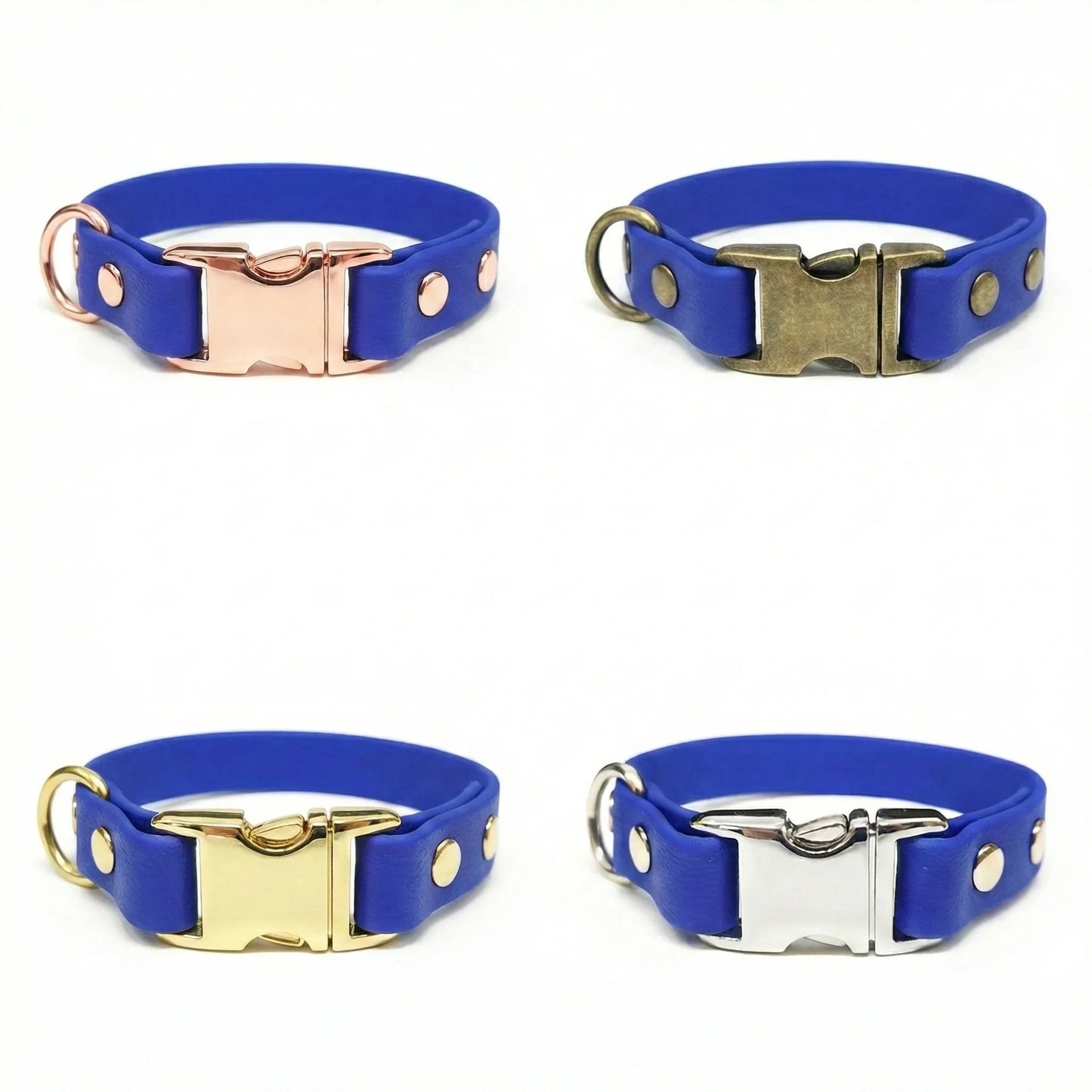 Electric Blue Small Breed Waterproof Biothane Dog Collar 21cm to 28cm Neck