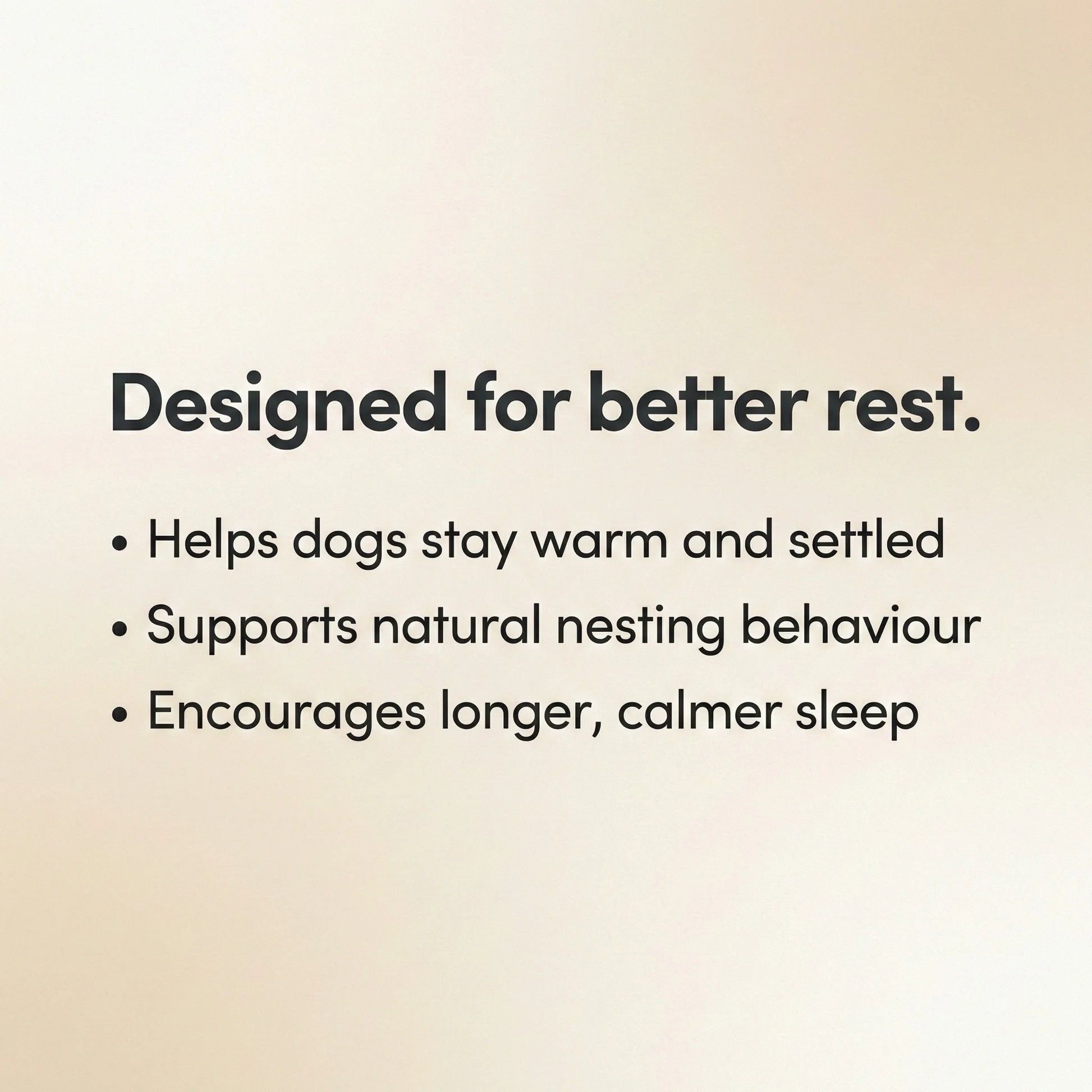 Text on a beige background about dog bed benefits